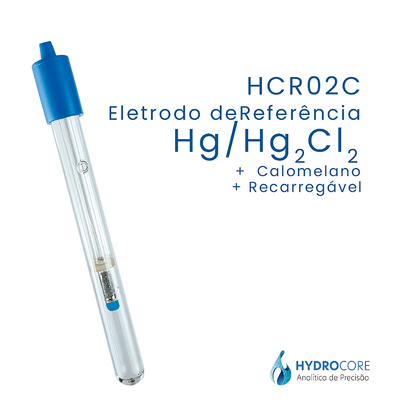 Eletrodo de Referência Hg/Hg₂Cl₂ Ø 12 × 105 mm