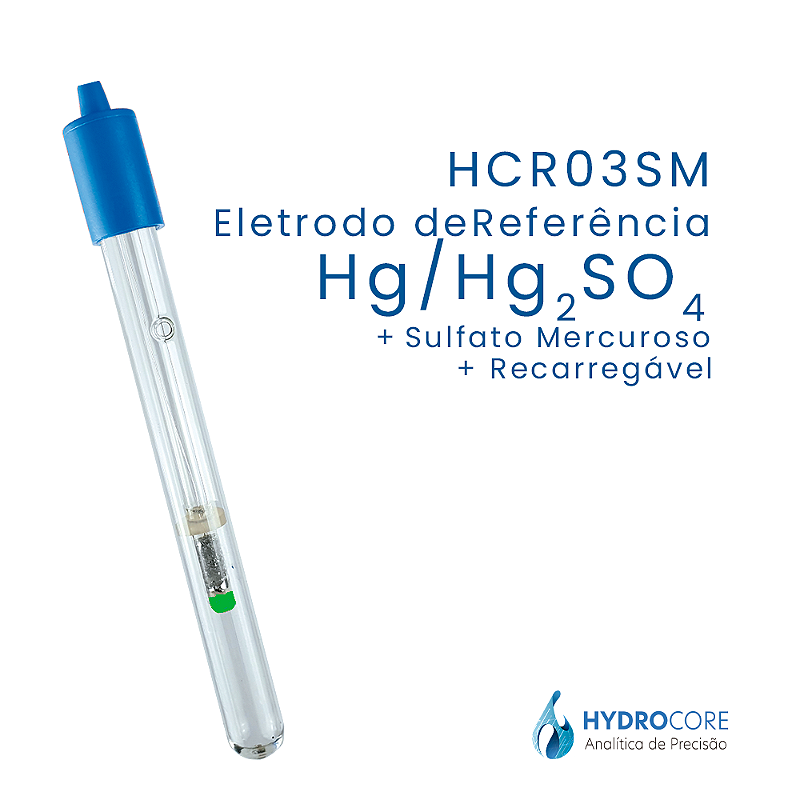 Eletrodo de Referência Hg/Hg₂SO₄ Ø 12 × 105 mm